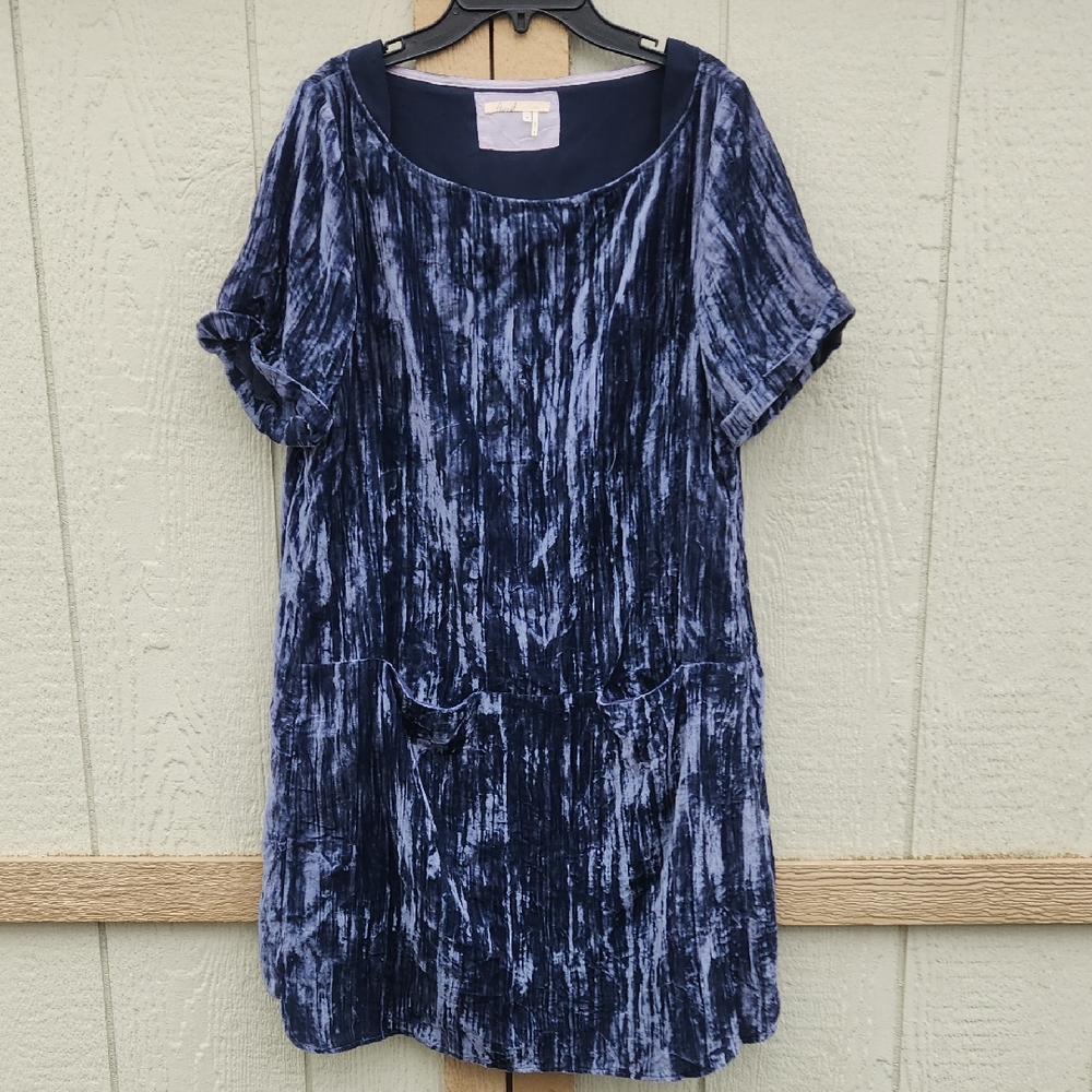 Floreat Anthropologie Crushed Velvet Boho Chic Medium Poetcore Shift Soft Dress